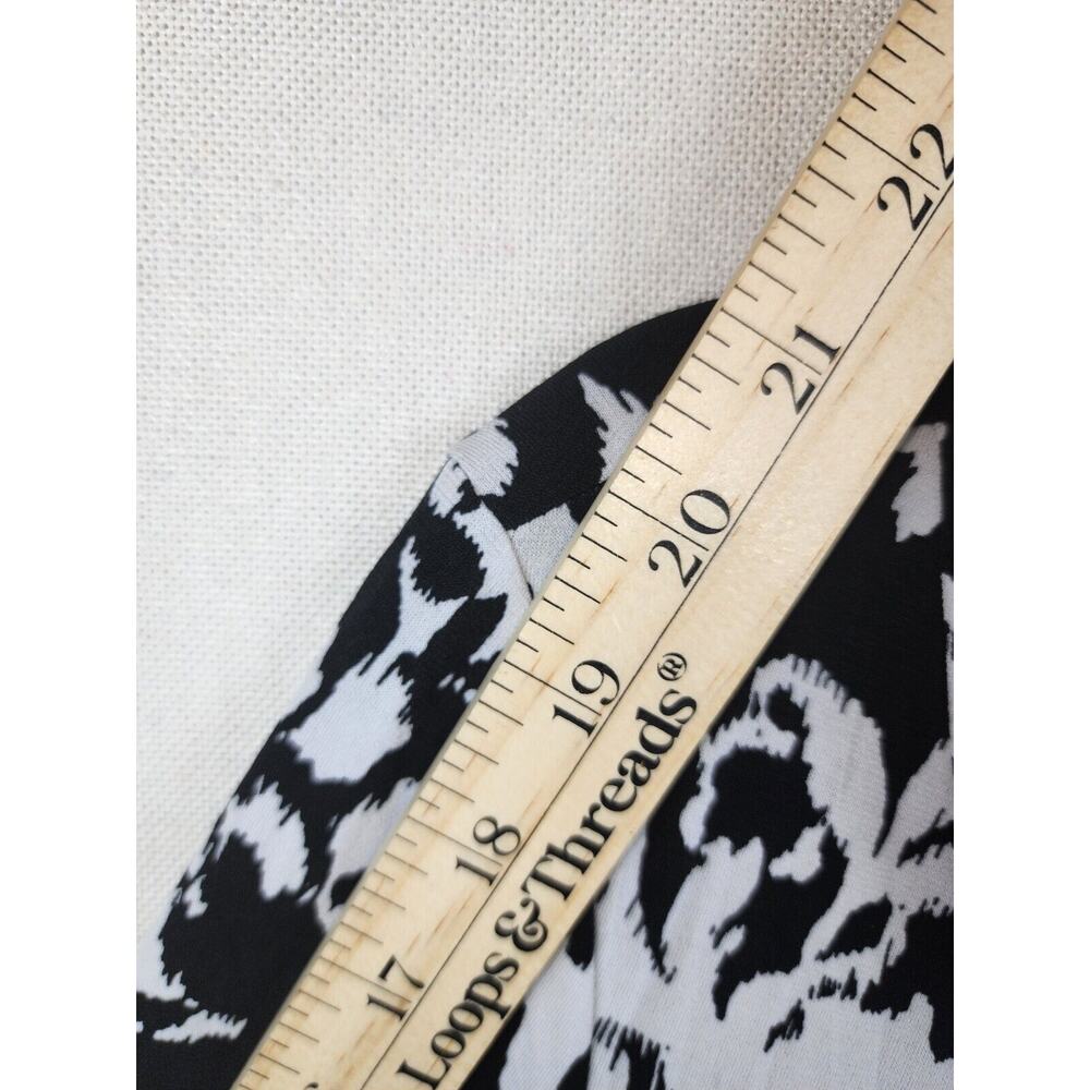 Alberto Makali Wrap Top Black White Ruffle Neck 3/4 Sleeve Lightweight Size L - Picture 7 of 7